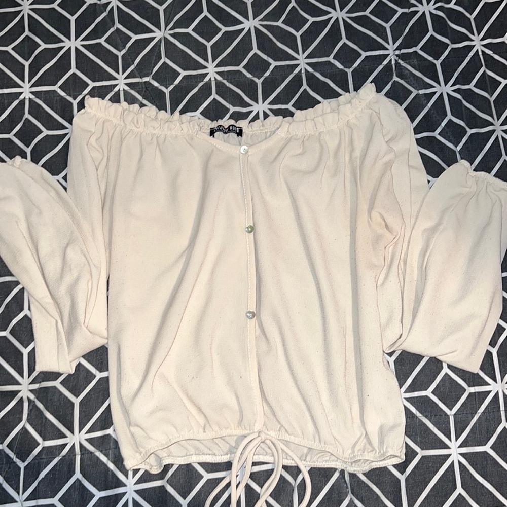 Cream off shoulder top